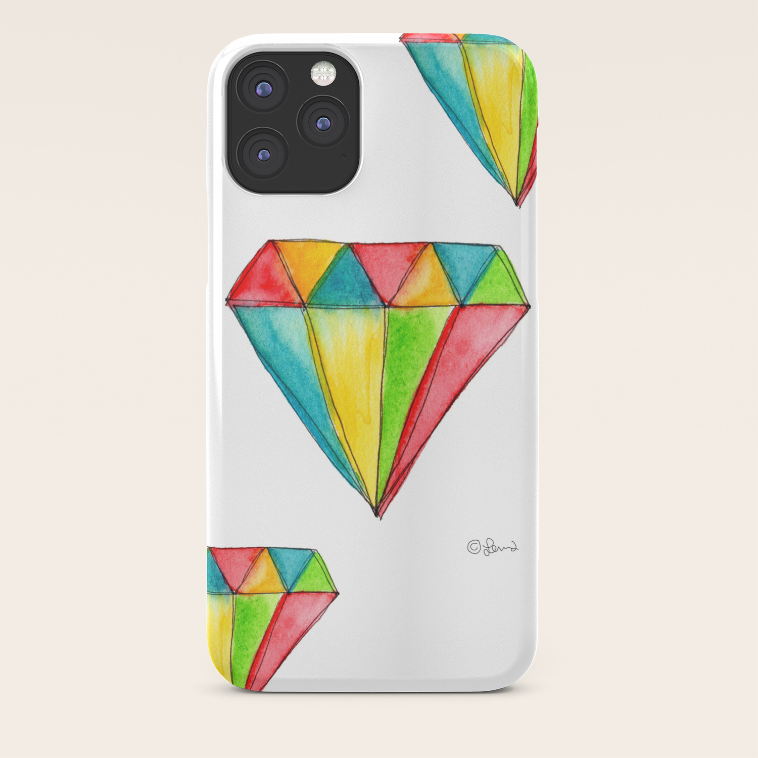 You Are Shining Diamond Illustration Geometric Pattern Watercolor Drawing Nursery Minimalism Iphone Case By Lennaarty Society6