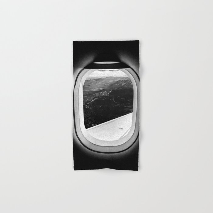 Window Seat // Scenic Mountain View from Airplane Wing // Snowcapped Landscape Photography Hand & Bath Towel