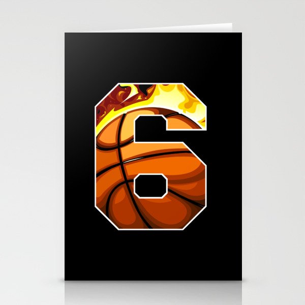 Boys Personalized Custom Number 6 Basketball Stationery Cards