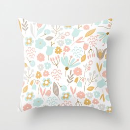 Seamless pastel floral pattern Throw Pillow