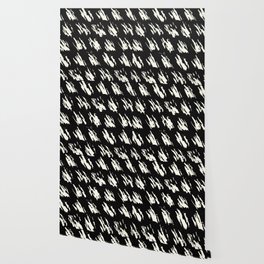 Modern Paint Ivory on Black Wallpaper