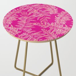 Watercolor Fern Pattern - Cream on Pink Side Table