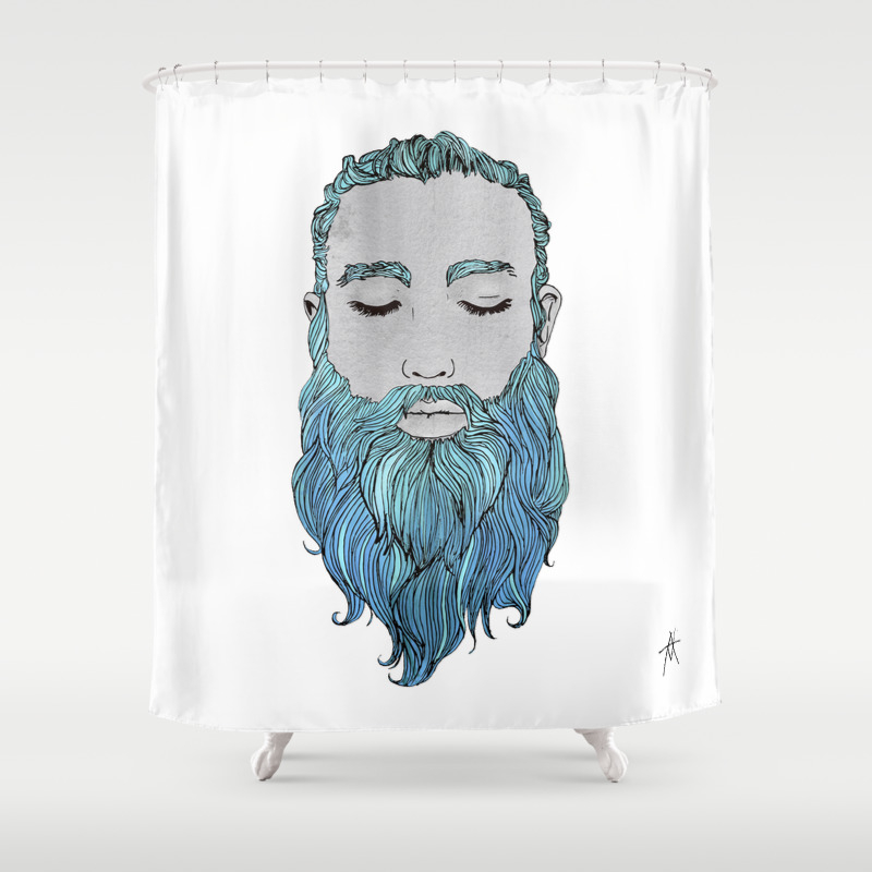 Beard Elijah Shower Curtain By Antony, Moustache Shower Curtain