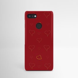 Hearts on a red background. For Valentine's Day. Vector drawing for February 14th. SEAMLESS PATTERN WITH HEARTS. For wallpaper, background, postcards. Android Case