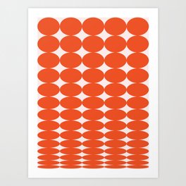 Retro Round Pattern - Orange Art Print