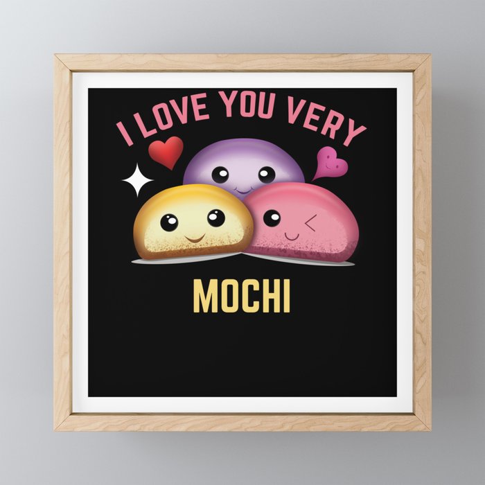 Love Very Mochi And Boba Funny Kawaii Cute Mochi Framed Mini Art Print