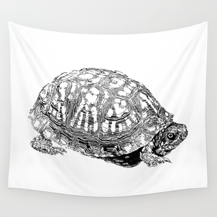 box turtle drawing wall tapestry by dparker society6