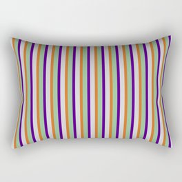 [ Thumbnail: Dark Sea Green, Indigo, Light Grey & Chocolate Colored Pattern of Stripes Rectangular Pillow ]