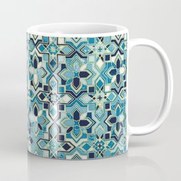 Moody Moroccan Blues Gilded Tile Patchwork Pattern Coffee Mug