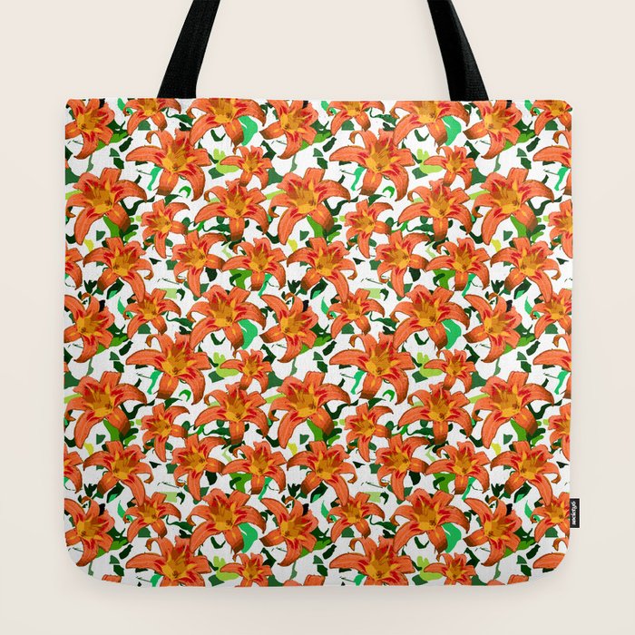 Tiger Lily Floral Pattern Tote Bag by terainb Designs Society6