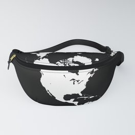 Dymaxion World Map (Fuller Projection Map) - Minimalist White on Black Fanny Pack
