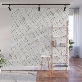 Rough Weave Abstract Burlap Painted Pattern in White and Beige Wall Mural