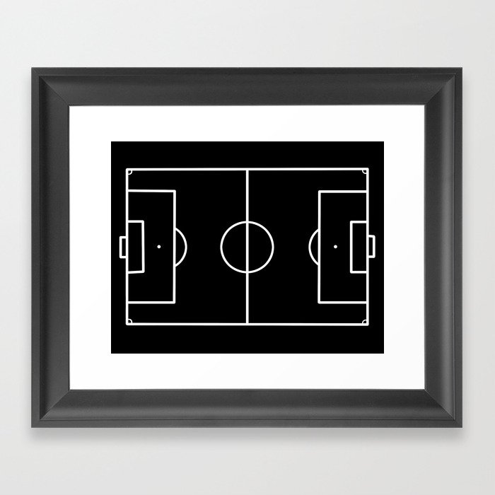 Soccer field / Football field in Black and White Framed Art Print