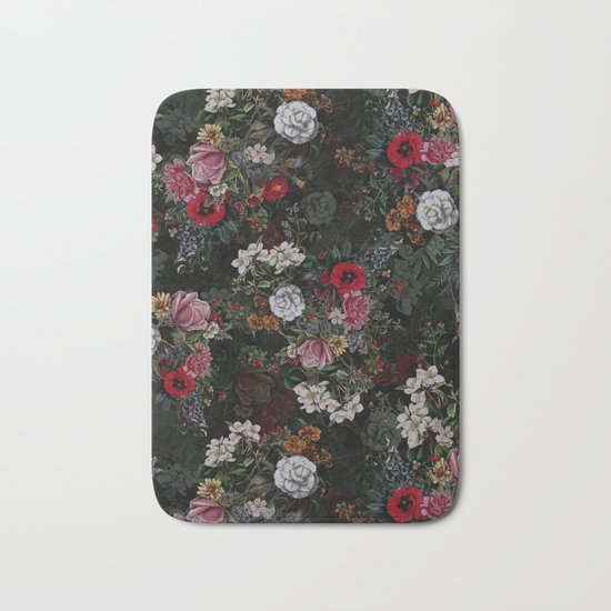Botanical Flowers IV Dark Bath Mat