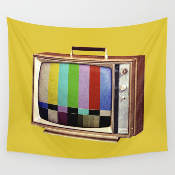 Retro old TV on test screen pattern Wall Tapestry