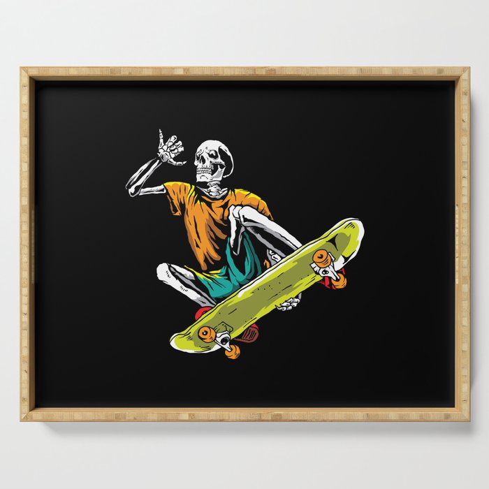 Skeleton Skater In Halloween With Skateboard Art Print by