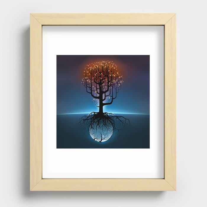 Tree, Candles, and the Moon Recessed Framed Print
