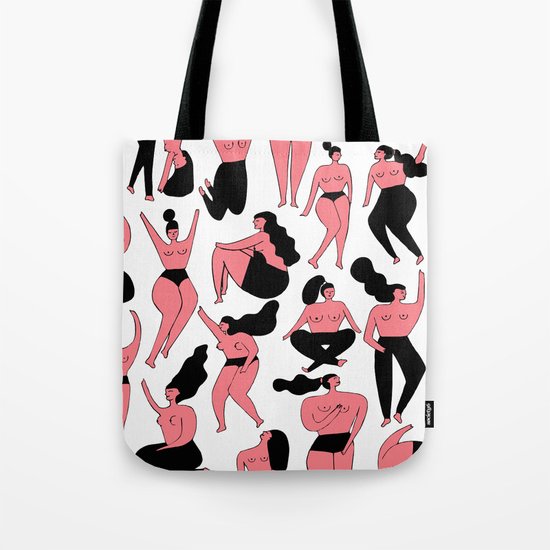 Pink Girls Pattern Tote Bag