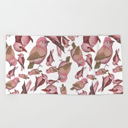 Birds in pink Beach Towel