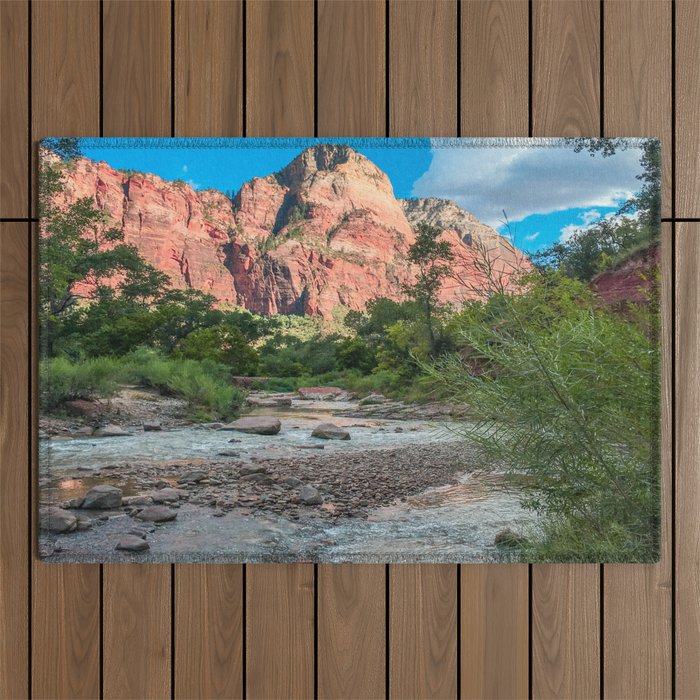 Zion National Park River Canyon Southwestern Utah Print Outdoor Rug