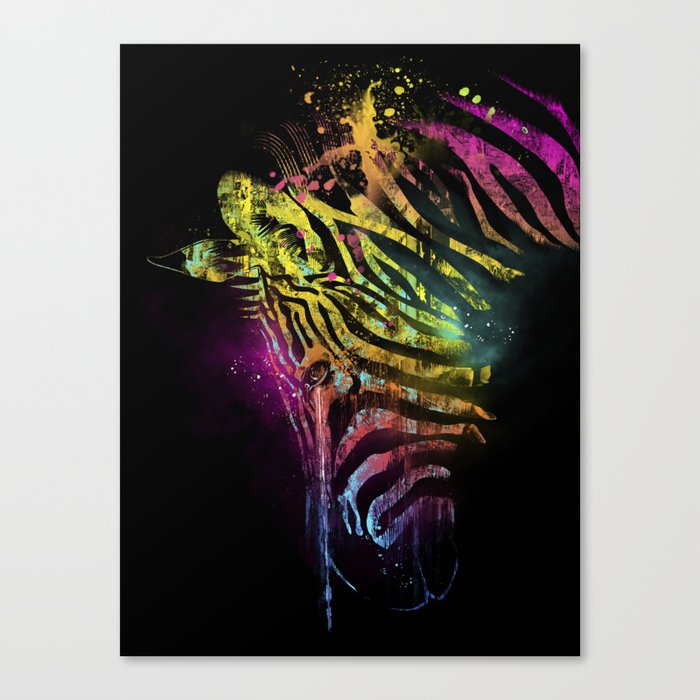 Zebra Mood Technicolor Canvas Print