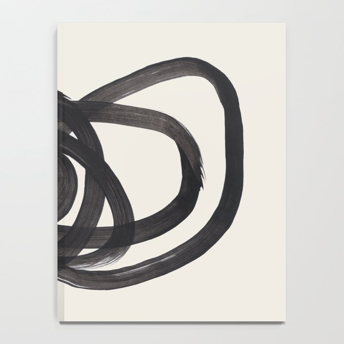 Mid Century Modern Minimalist Abstract Art Brush Strokes Black