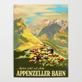 Appenzeller-Bahn Appenzell Railways Switzerland Vintage Travel Poster Poster