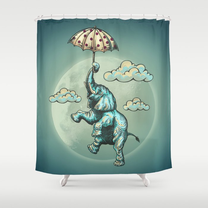Flying elephant Shower Curtain