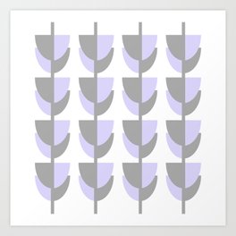 Tulips In Spring Time - Lavender and Grey on White - Tulips in Springtime series Art Print