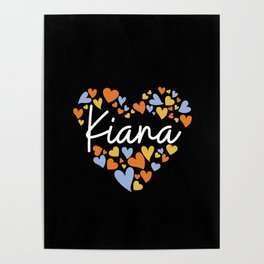 Kiana, yellow and light blue ane orange hearts Poster