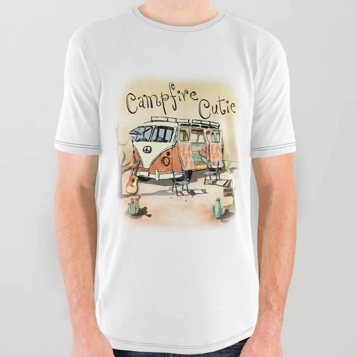 Campfire Cutie Vintage Camping All Over Graphic Tee