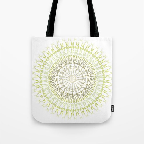 Olive Green White Mandala Tote Bag