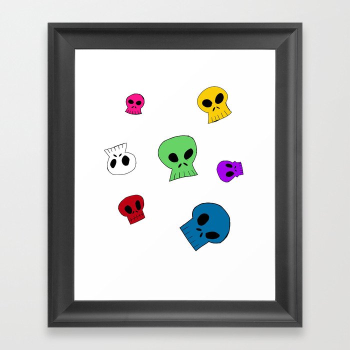 Rainbow skulls Framed Art Print