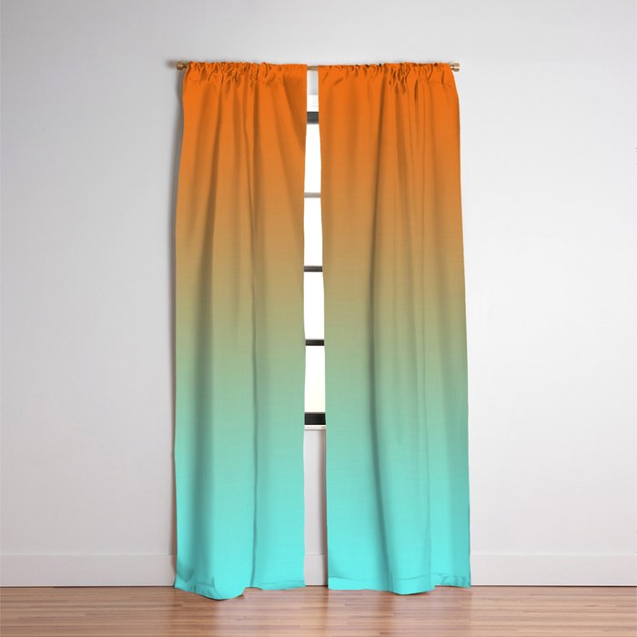 Modern Bright Orange And Light Aqua Ombre Blackout Curtain By