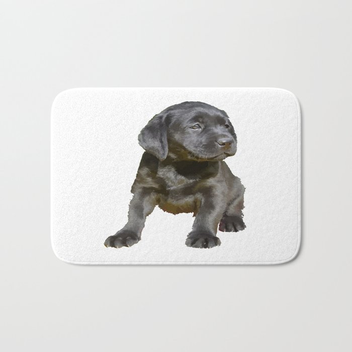 Adorable and Cute Black Labrador Puppy Vector Bath Mat