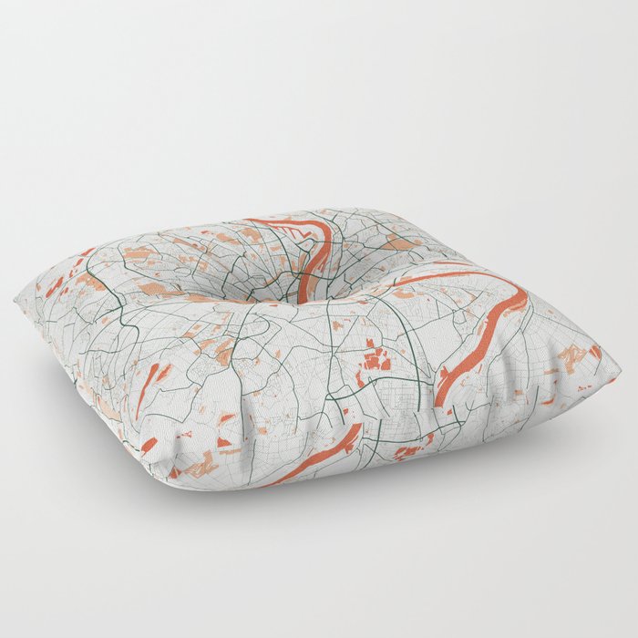 Cologne City Map of Germany - Bohemian Floor Pillow
