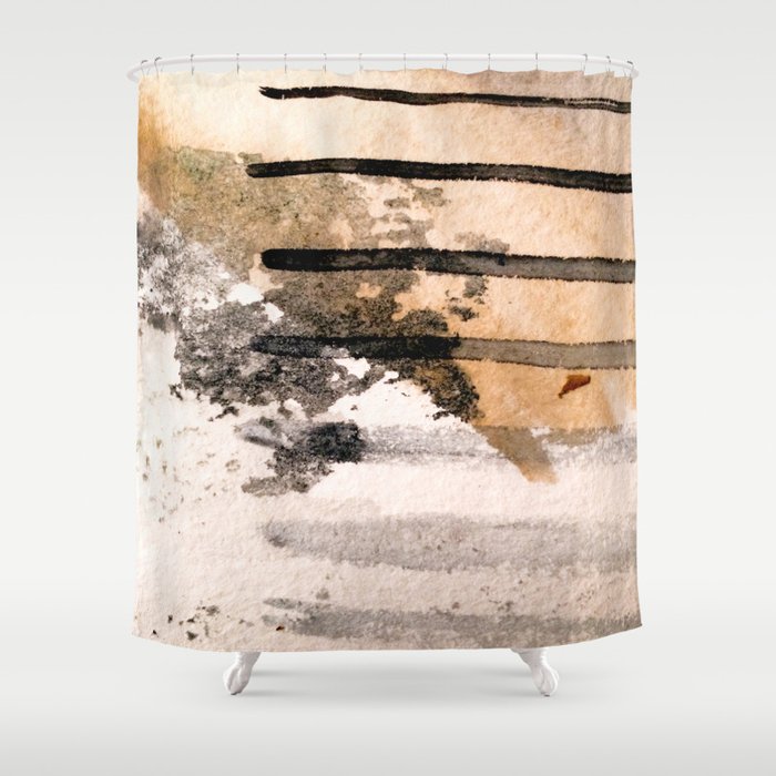 Desert Musings - a watercolor and ink abstract in gray, brown, and black Shower Curtain