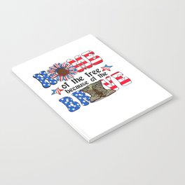 Veteran quote banner US flag 4th of July Notebook