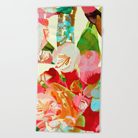 clown floral Beach Towel