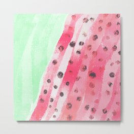 Artistic Watermelon Pink Neo Mint Black Watercolor Brushstrokes Metal Print | Abstractwatermelon, Watermelonpattern, Blackpolkadots, Pinkwatercolor, Eclectic, Brushstrokes, Watermelon, Watercolor, Summer, Artistic 