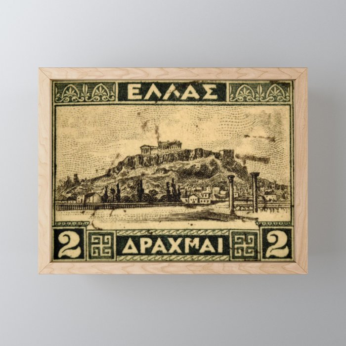 Greek Acropolis Stamp Framed Mini Art Print