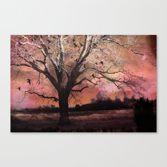 Surreal Trees Ravens Landscape Canvas Print