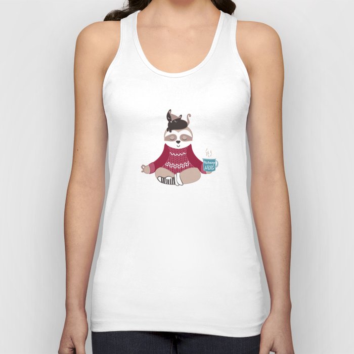 Hygge sloth // turquoise and red Tank Top