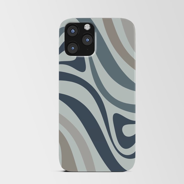 New Groove Retro Swirl Abstract Pattern in Neutral Ice Blue Grey iPhone Card Case
