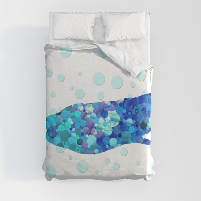 Happy Whimsical Blue Whale Art Beach Fun Duvet Cover