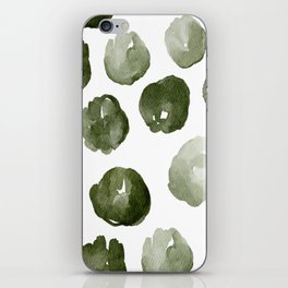 Green watercolor pastel green polka dots pattern  iPhone Skin