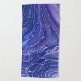 Lavender Blue Marble Abstraction Beach Towel