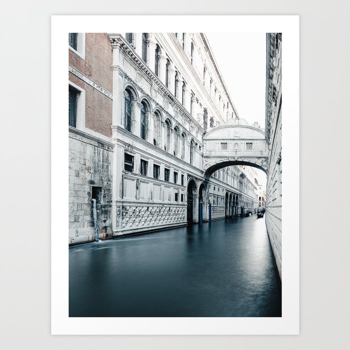 White Bridge of Sights over Deep Color Canal | Venice Italy Street Photograph Art Print