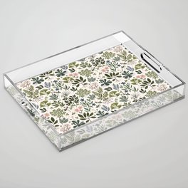 Herbarium ~ vintage inspired botanical art print ~ white Acrylic Tray