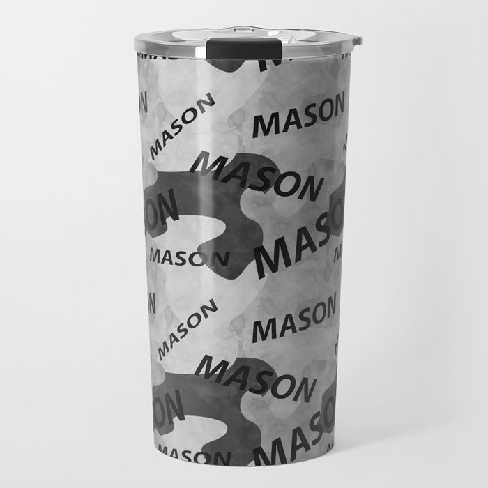 Mason pattern in gray colors and watercolor texture Travel Mug